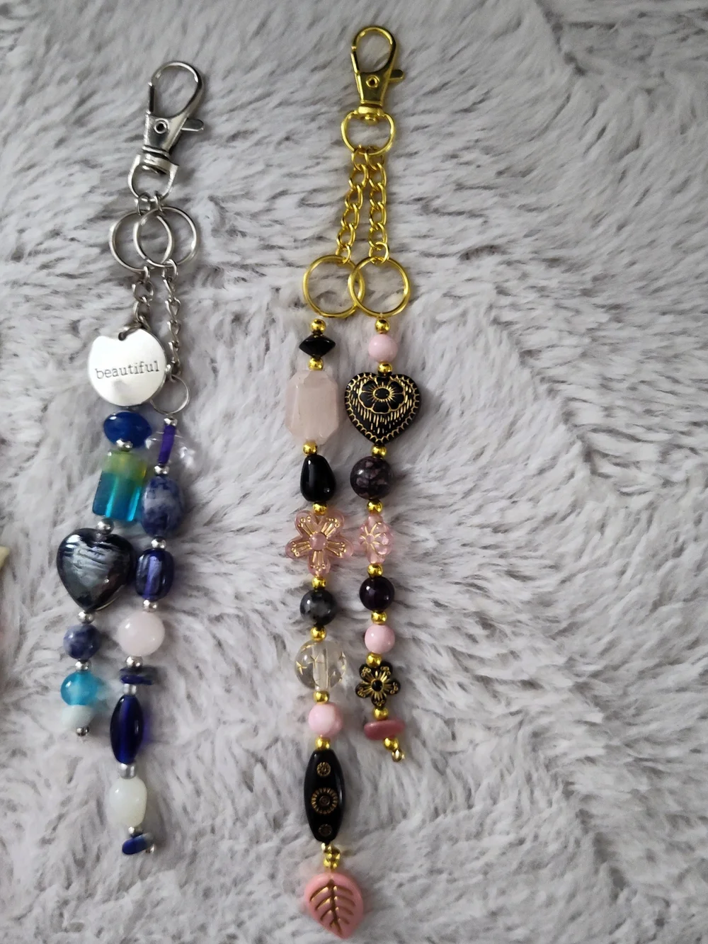 Handmade Beaded Natural Stone Keychain - Multiple